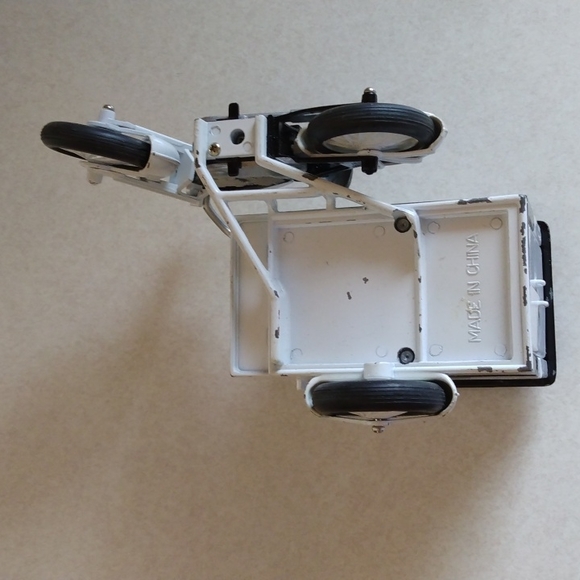 See's Candies Die Cast Metal Black and White Motorcycle Side Car Delivery Wagon - Picture 7 of 8